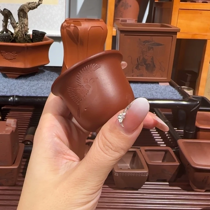 西***瓜花盆紫砂全手工制作