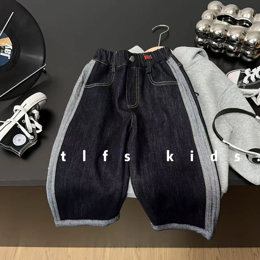 童例「25470红标侧条加绒软牛仔裤」秋冬儿童百搭长裤男童女童韩潮