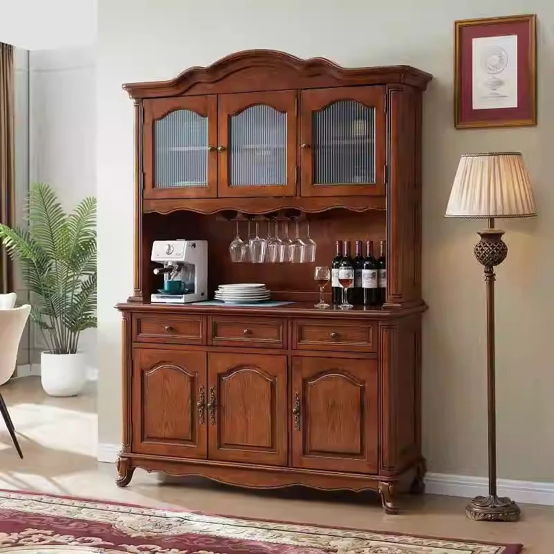 星佳巢美式复古全实木餐边柜客厅做旧储物柜橱柜欧式简约酒柜碗碟