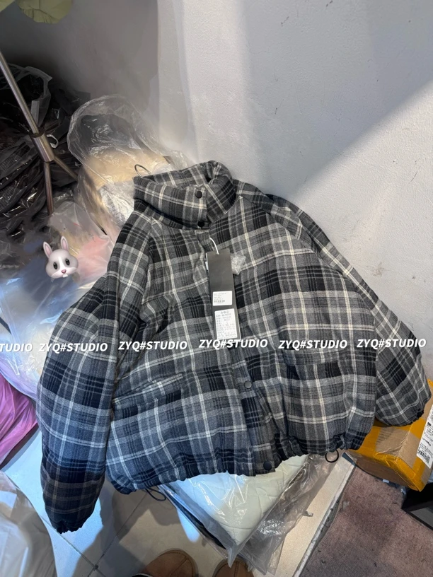 嘎嘎服～经典格子90白鸭绒羽绒面包服女韩版时尚加厚保暖