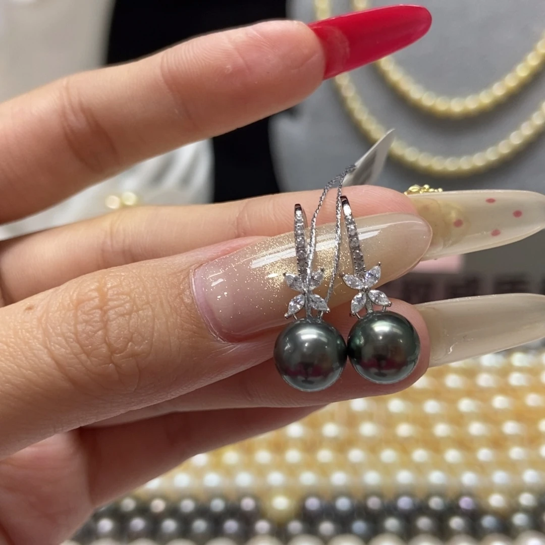海水珍珠耳饰银S925镶嵌