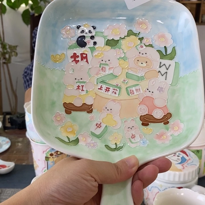 瓷片景德镇釉下彩手绘