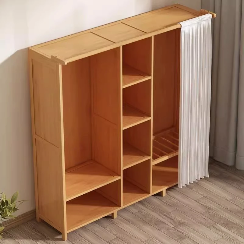 简易衣柜出租房专用衣服柜网红儿童小挂衣柜结实耐用竹组装挂衣橱