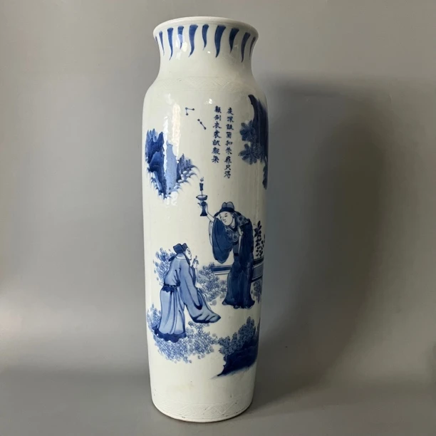 1883 青花人物故事筒式瓶