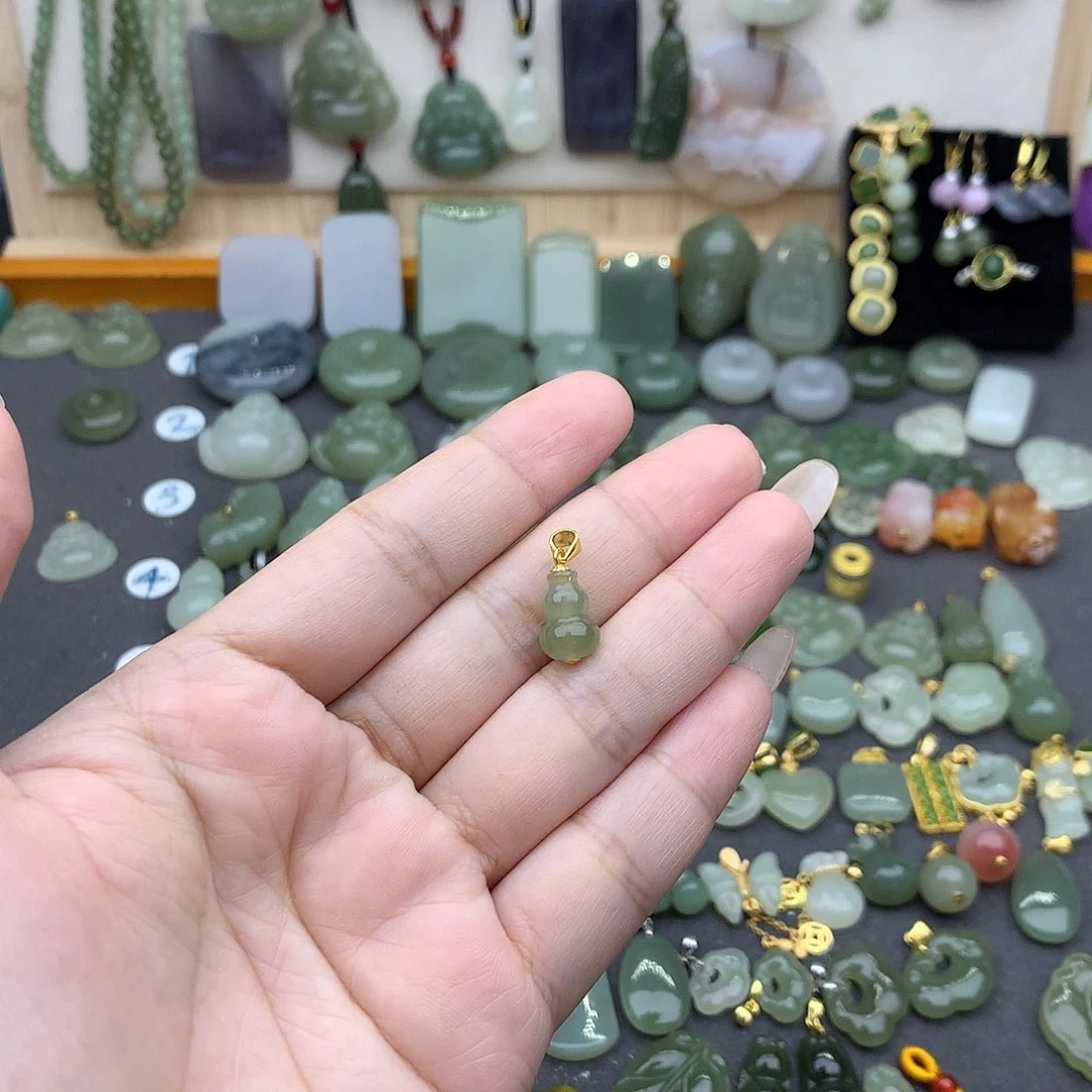 和田玉银S925镶嵌吊坠(不含链)