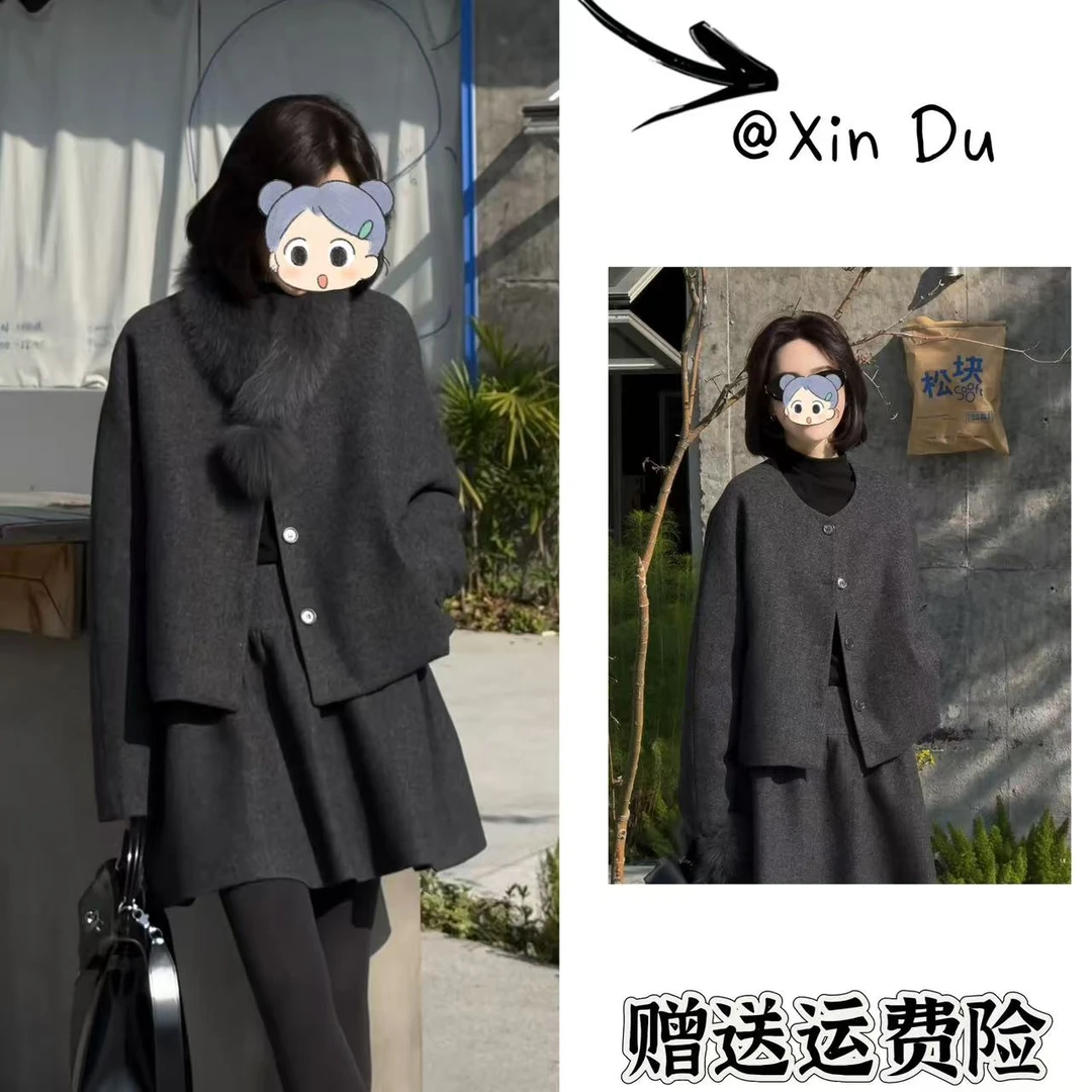 2025秋冬季新款时尚显瘦气质女士网红洋气两件套百搭款D25391