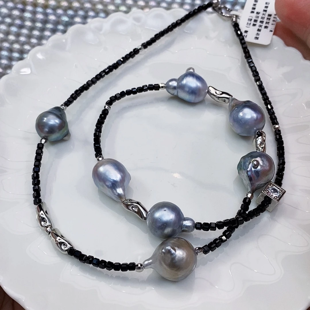 海水珍珠特价不退换大溪地巴洛克设计项链银S925镶嵌