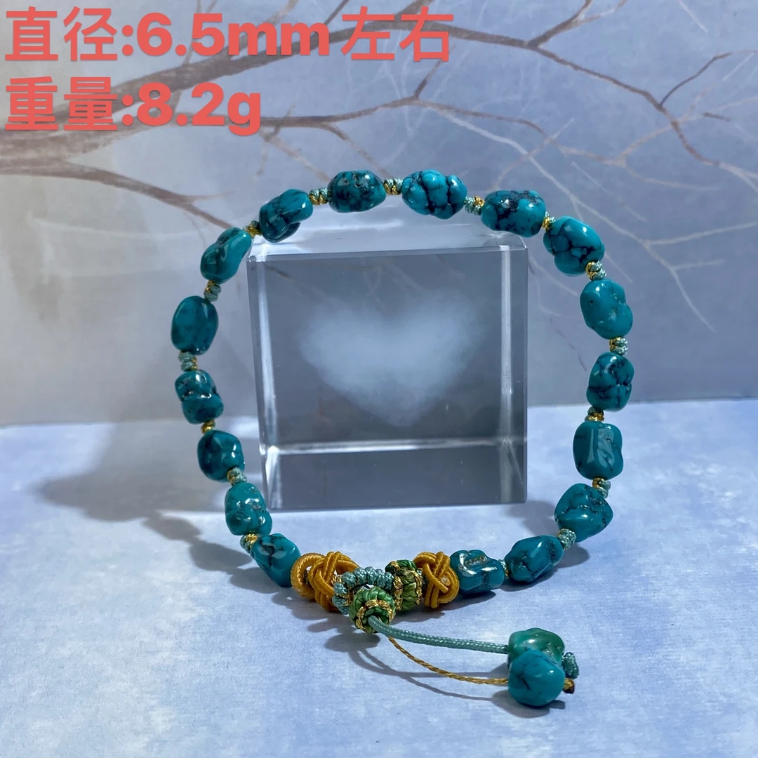 原矿湖北绿松石精编时尚个性玉化绿随形手串