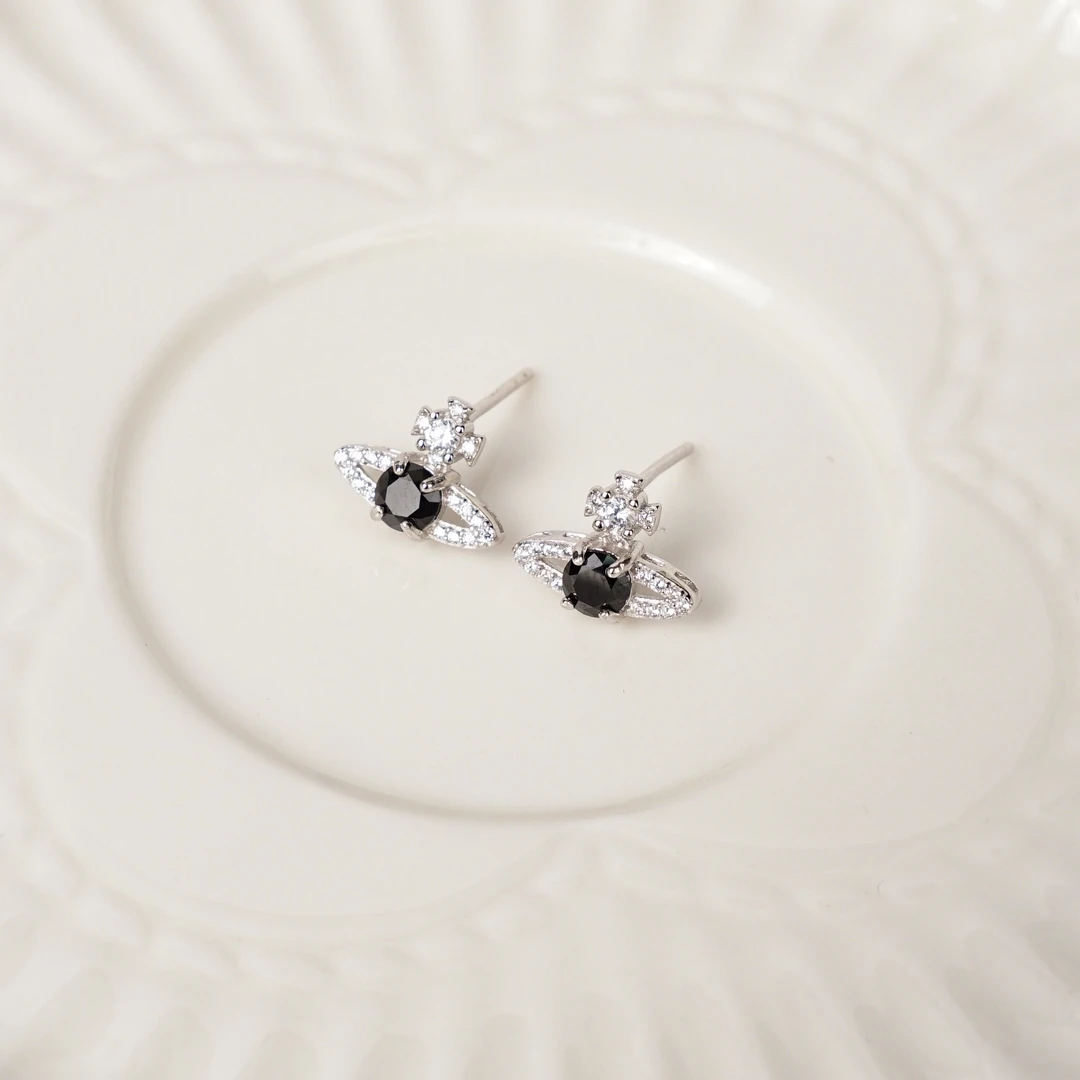【土星·黑尖晶】黑尖晶耳钉土星耳钉可爱休闲时尚甜酷s925多样发一