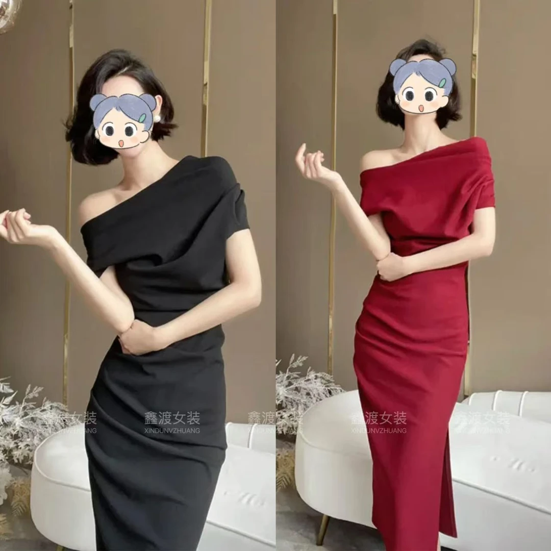 2025夏季新款时尚显瘦气质女士网红洋气连衣裙百搭款D9015