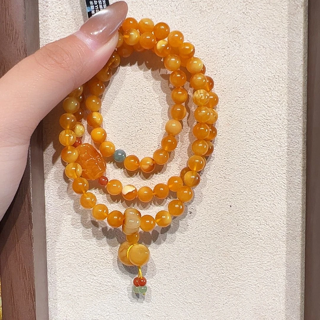 蜜蜡未镶嵌手链7.3mm蜜蜡手串