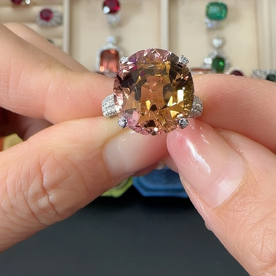 碧玺18K金镶嵌戒指11.41ct