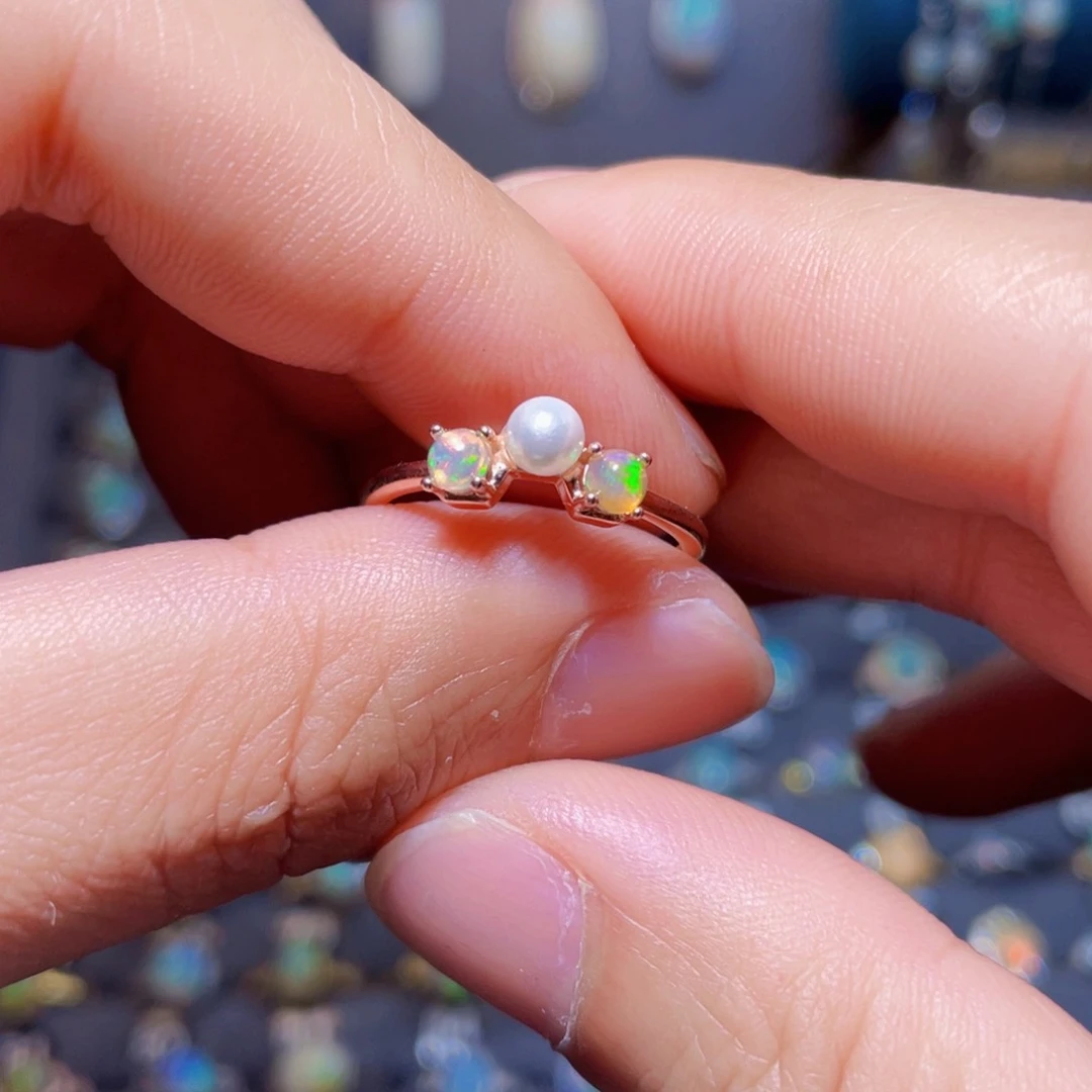 欧泊戒指）银S925镶嵌