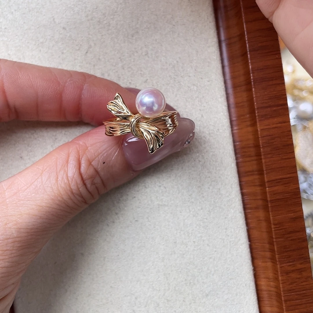戒指海水珍珠银S925镶嵌