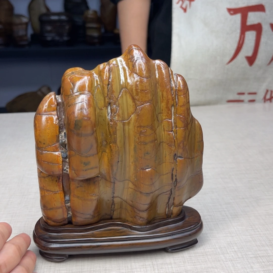 石材广西大化彩玉石配底座