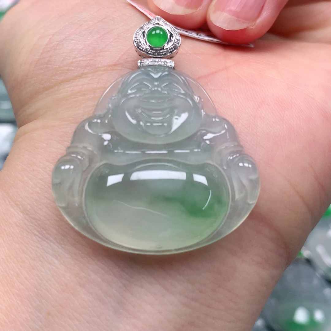 翡翠18K金镶嵌颈饰天然翡翠