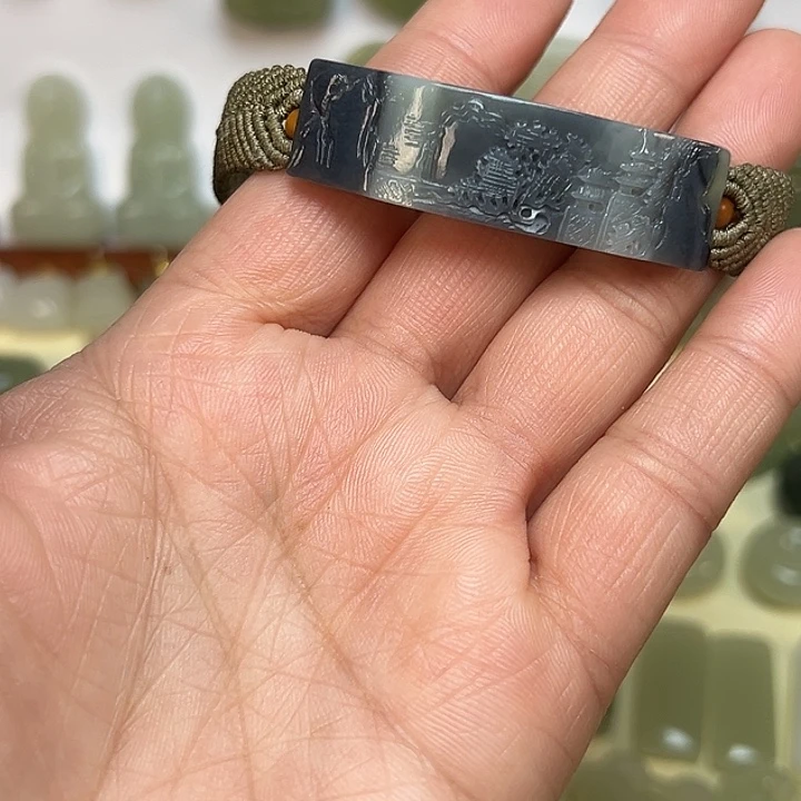 和田玉颈饰18K金镶嵌