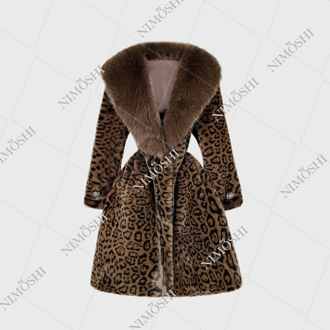 NIMOSHI【倩倩】豹纹束腰收身毛外套高级感时尚百搭L5182