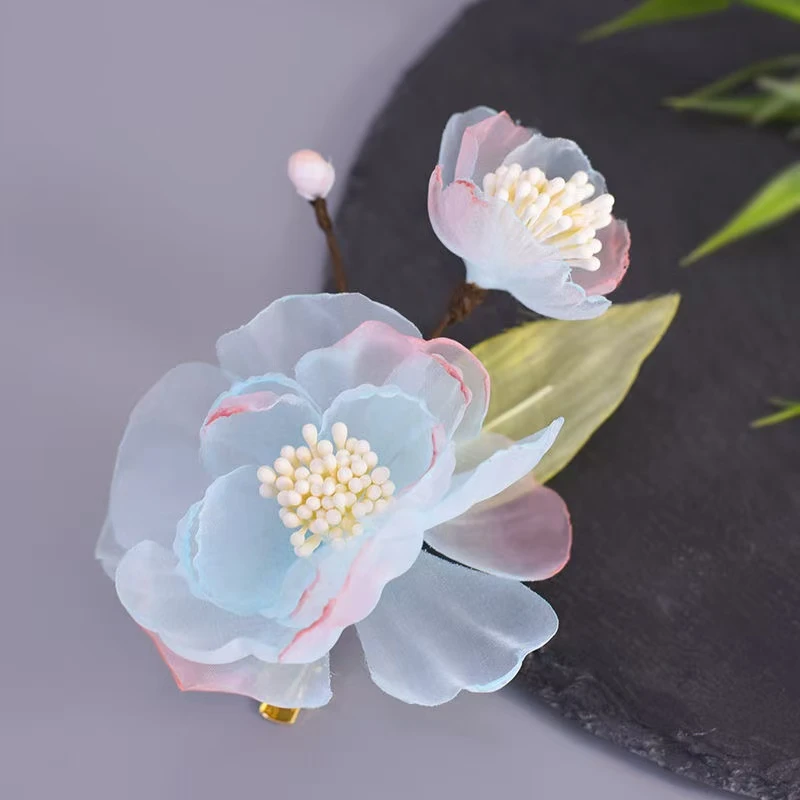 【云鬓花颜阁烫花发夹】 蓝嫣（孤品）新中式汉服发饰仙气古风发夹B81