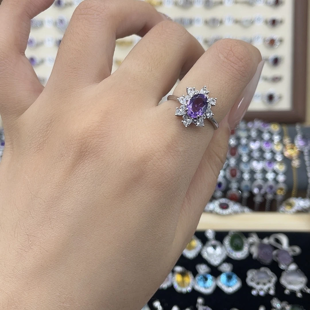 戒指银S925镶嵌紫晶