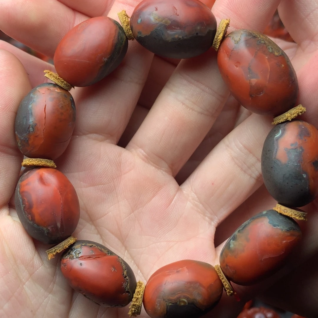 南红玛瑙未镶嵌1啊东寨老南红随行桶珠手串