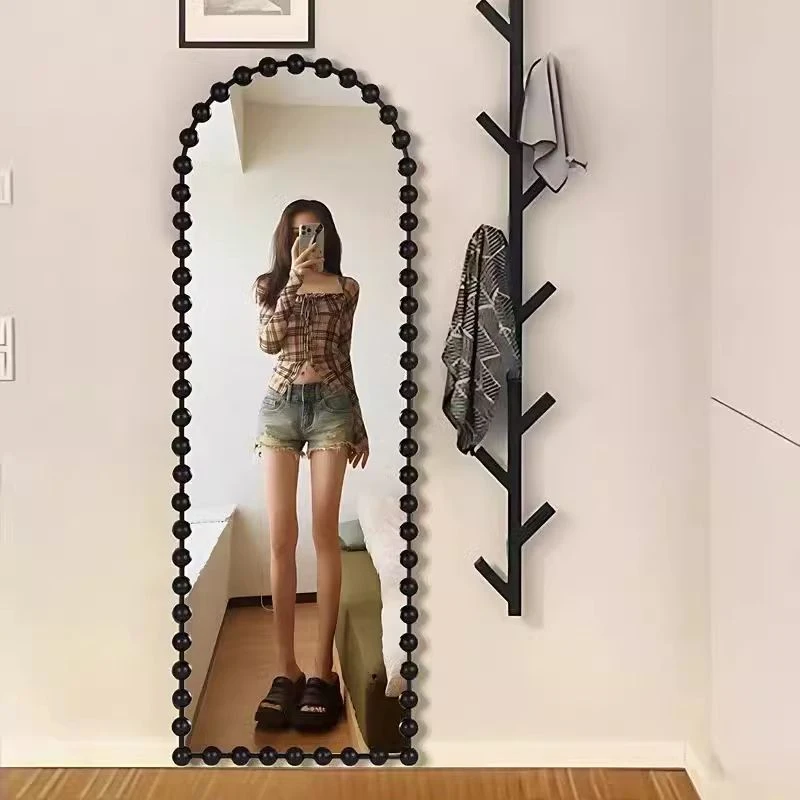 铁艺入户玄关穿衣镜现代简约风全身落地镜家用卧室壁挂试衣好看