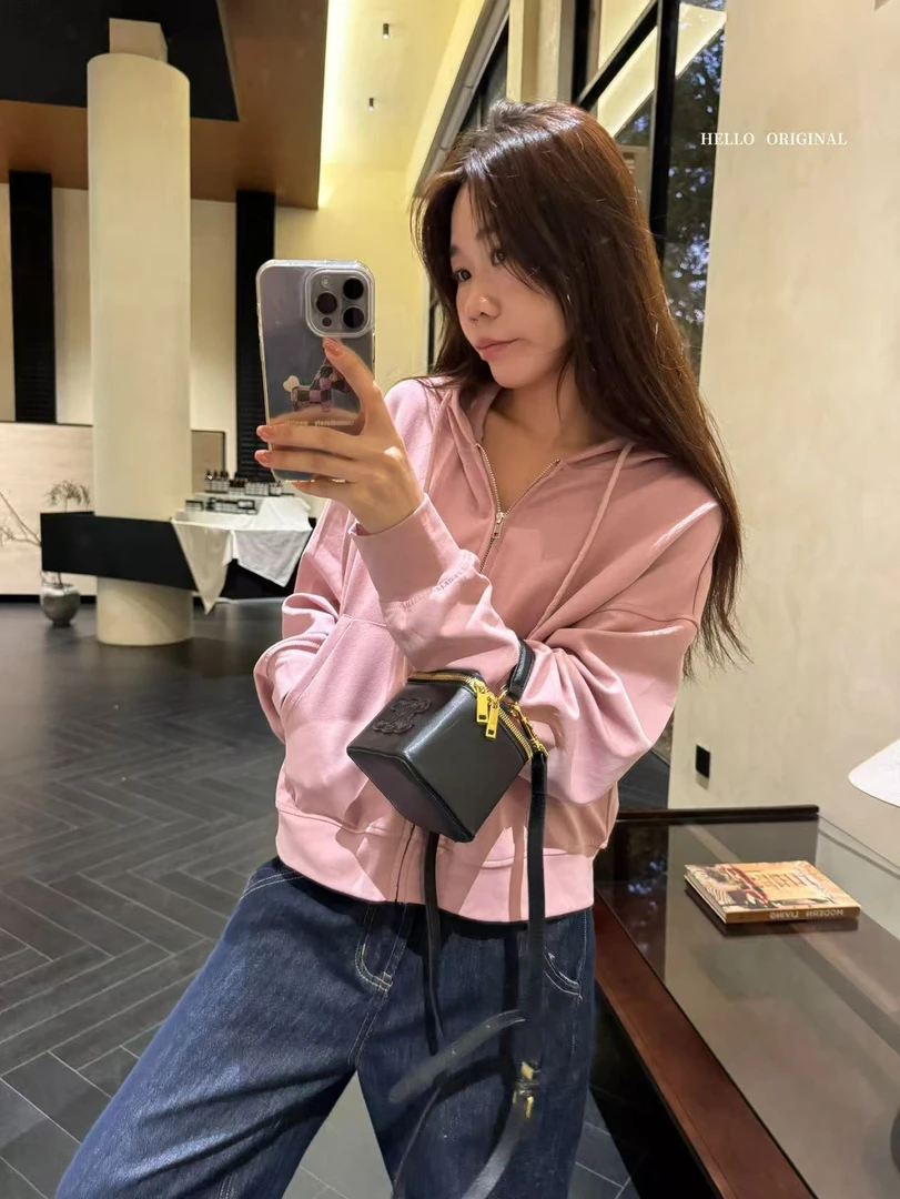 Hello（005#）韩系百搭极简抽绳连帽宽松卫衣kc
