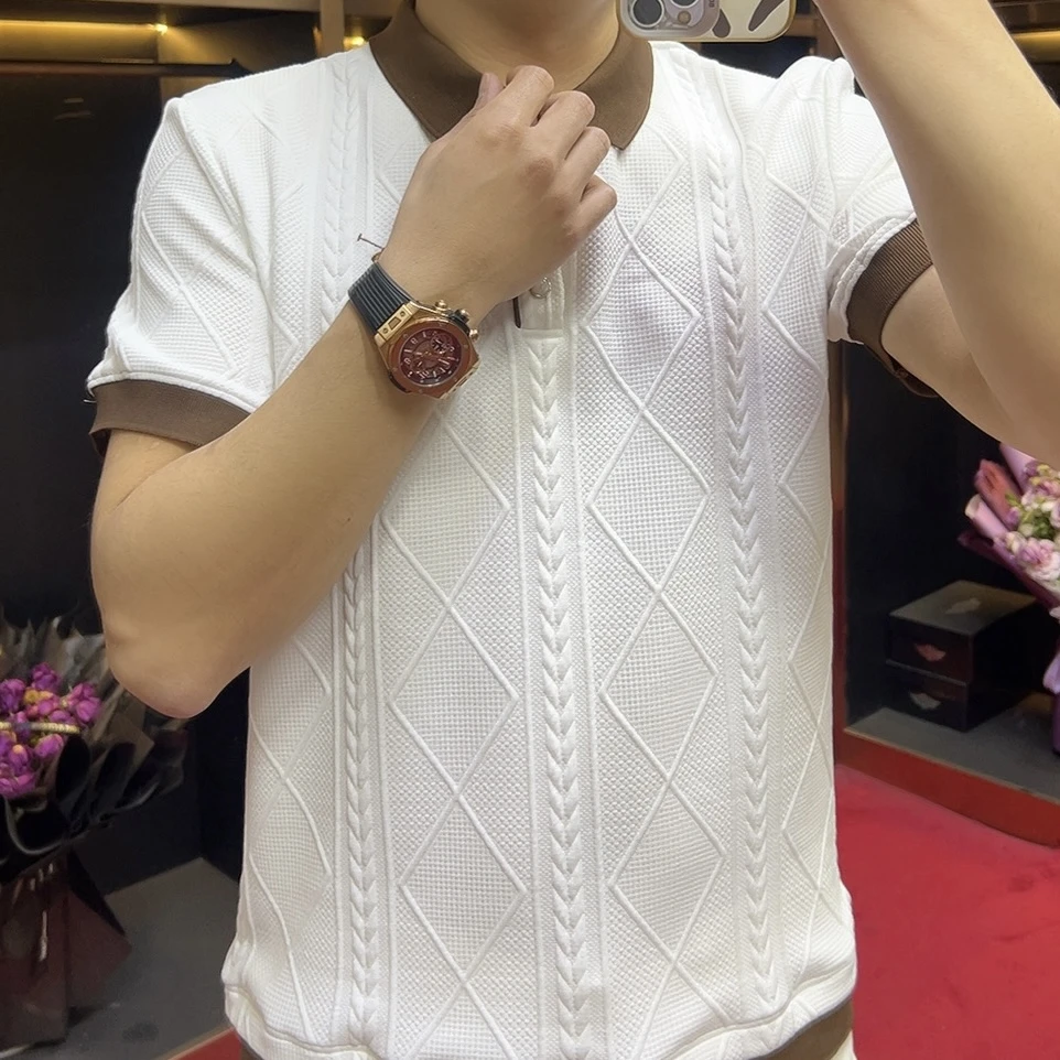 2025-35087#潮流时尚秀款男士透气宽松短袖POLO领T恤