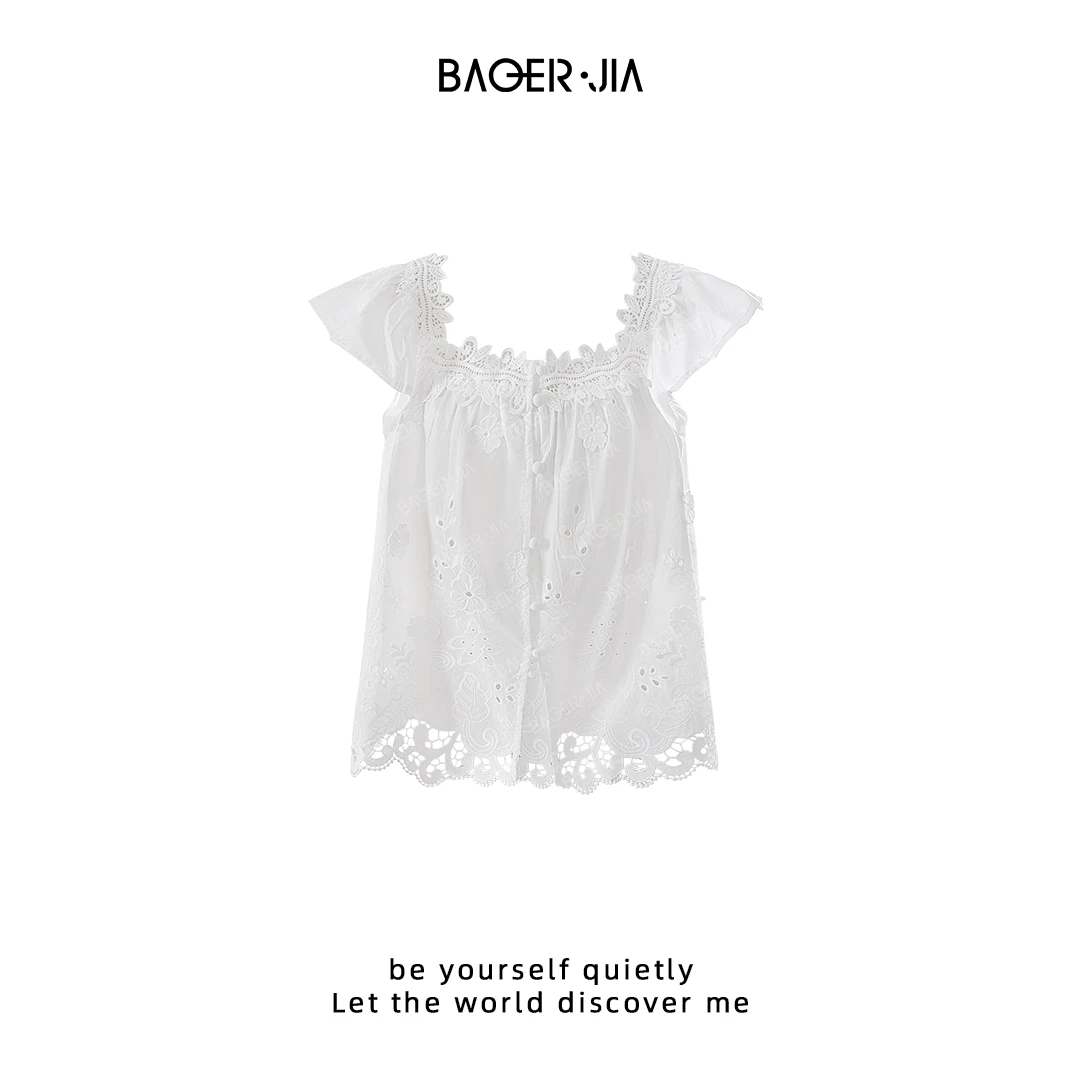 6-【花开花落】宝儿家含幂BK202025206NS夏季钩花小飞袖透气上衣