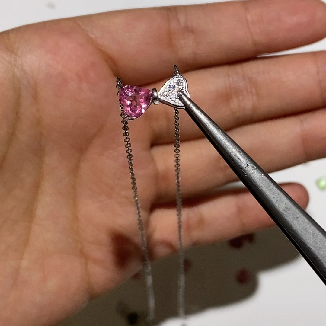 银S925镶嵌套链碧玺