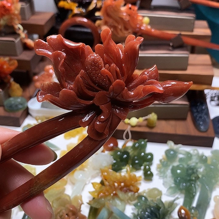 未***染未镶嵌蛇纹石玉发饰