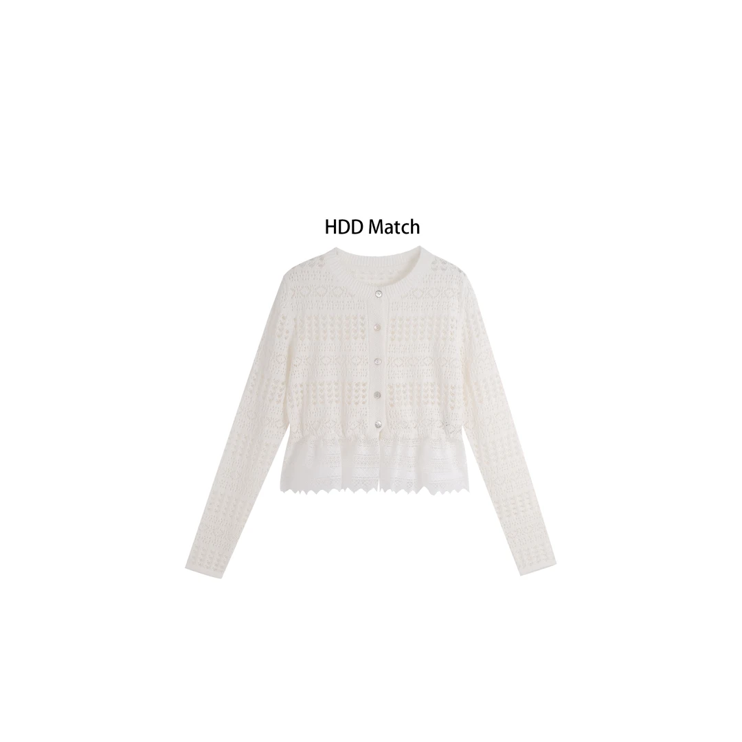 HDD Clothing "温度周末"春夏女款镂空定制拼接上衣开衫 Y7526
