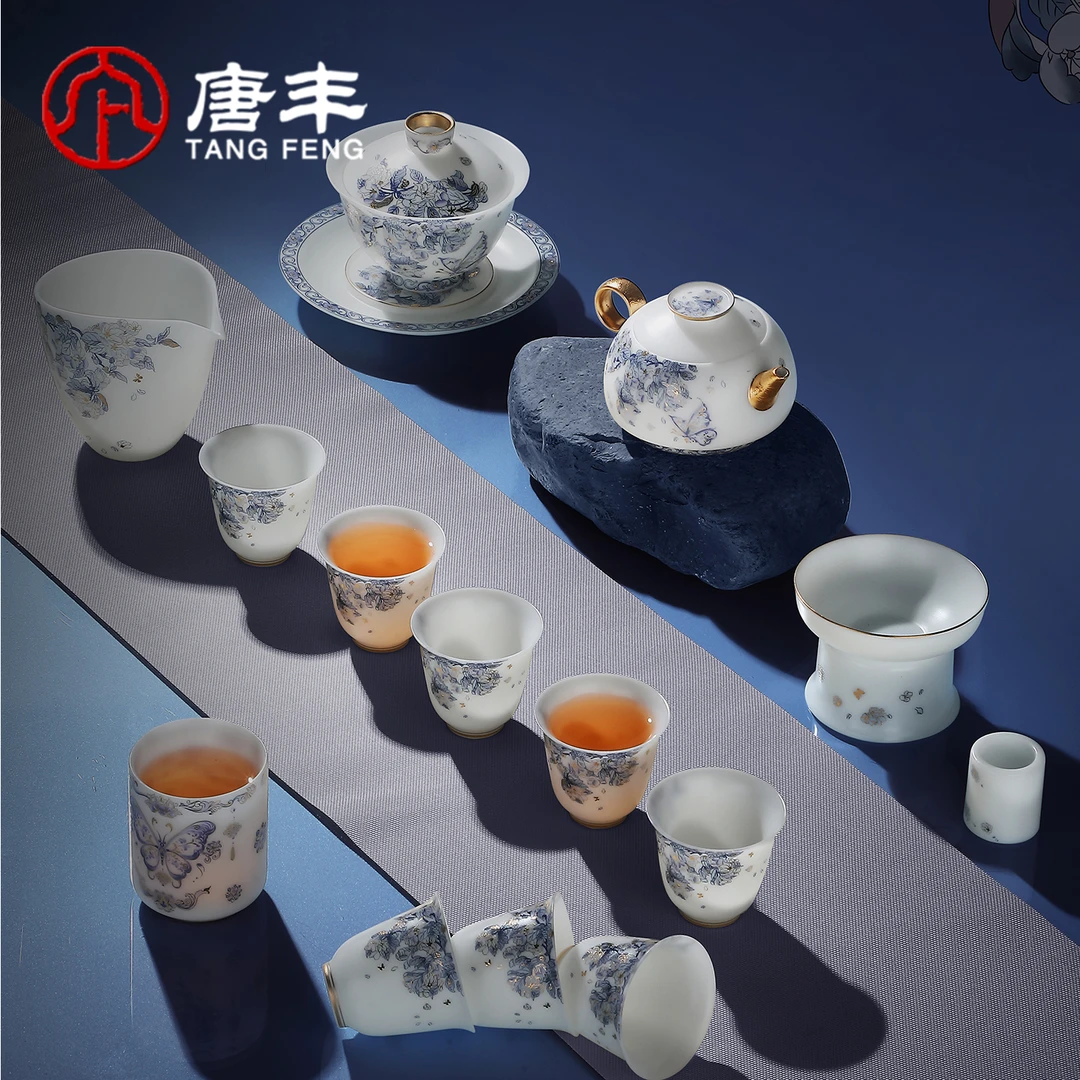 唐丰宋蕴三才盖碗茶具套装高端羊脂玉瓷泡茶专用乔迁新居生日礼物