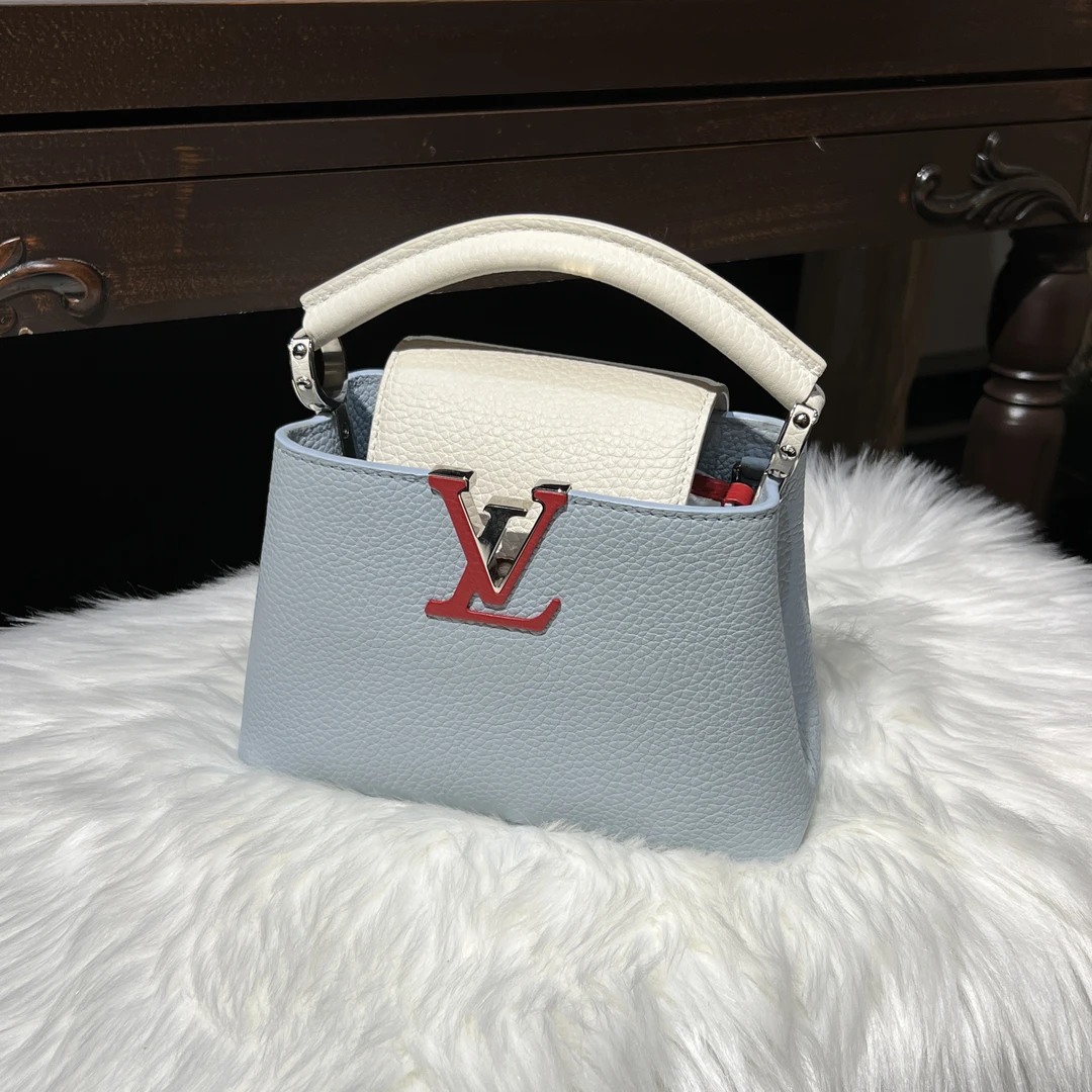 99新 LouisVuitton/路易威登 Capucines mini 蓝拼白限定款