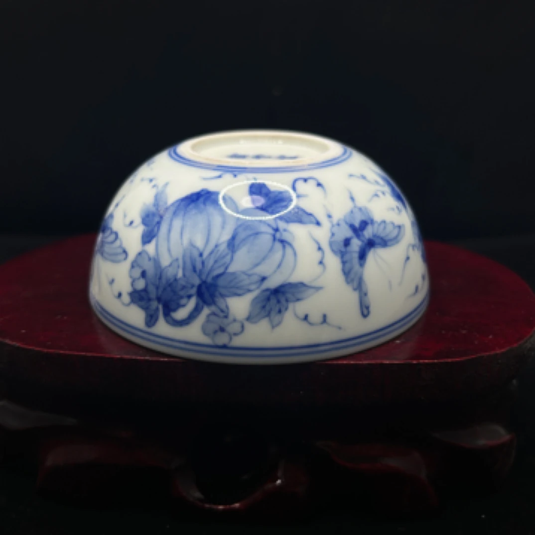 手工手绘卧足普洱杯