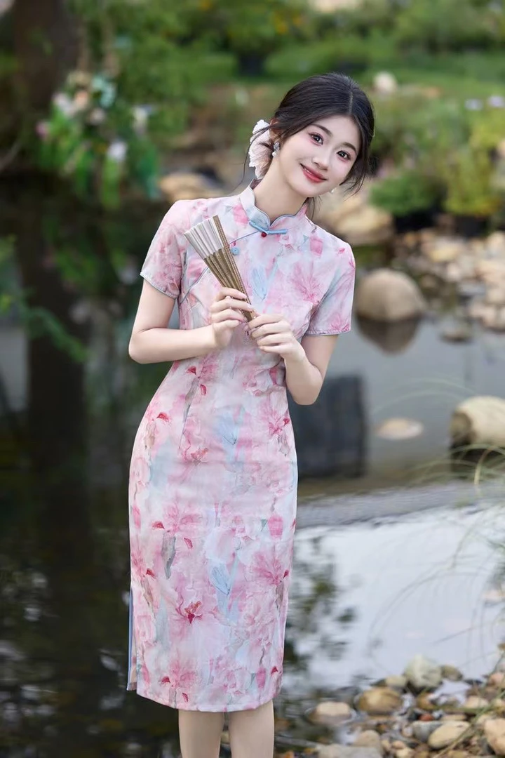 2025夏季新款改良旗袍网纱显瘦气质时尚优雅中国风旗袍裙