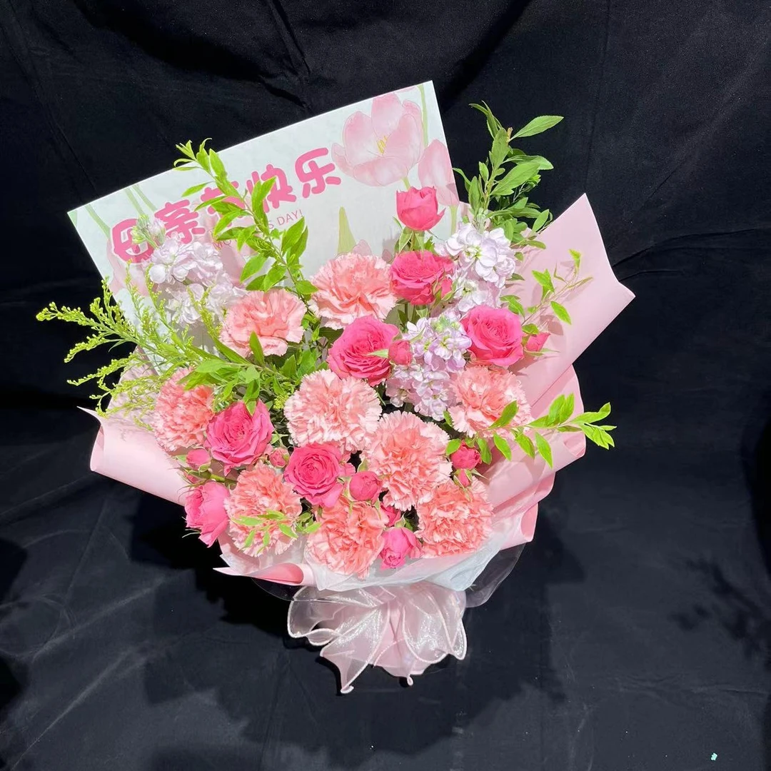 【511母亲节】康乃馨紫罗兰混搭花束母亲节快乐同城小时达