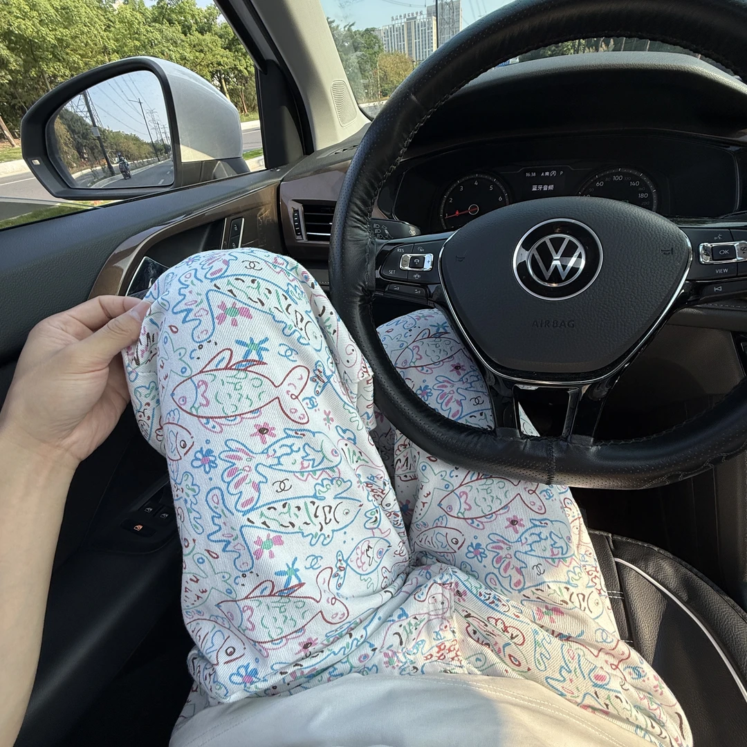 2025春夏穿搭款格子高街宽松直筒潮流时尚休闲数码印花男女牛仔裤