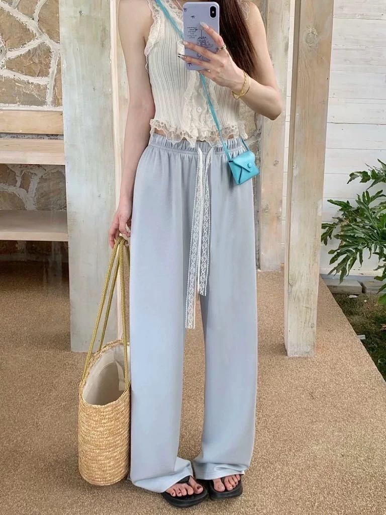 2025新款夏季多巴胺薄款慵懒裤女高腰宽松显瘦裤子休闲山本裤