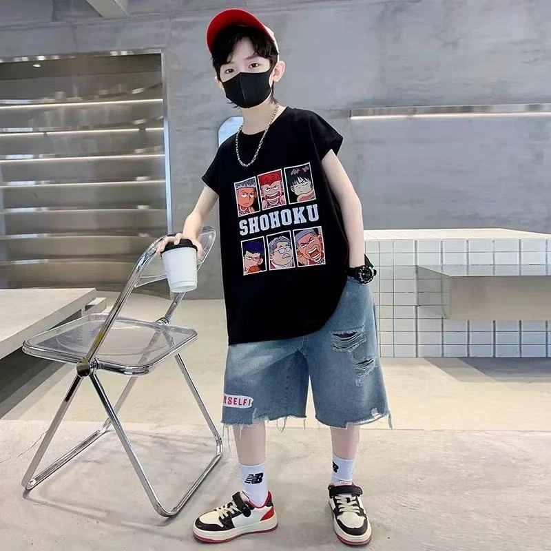 502913童装男童牛仔裤五分裤2025夏季宝宝韩版潮酷洋气男孩牛仔裤