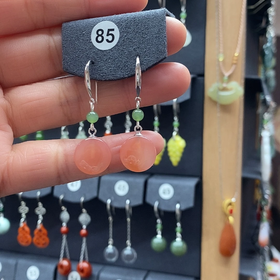 玛瑙/玉髓银S925镶嵌耳坠