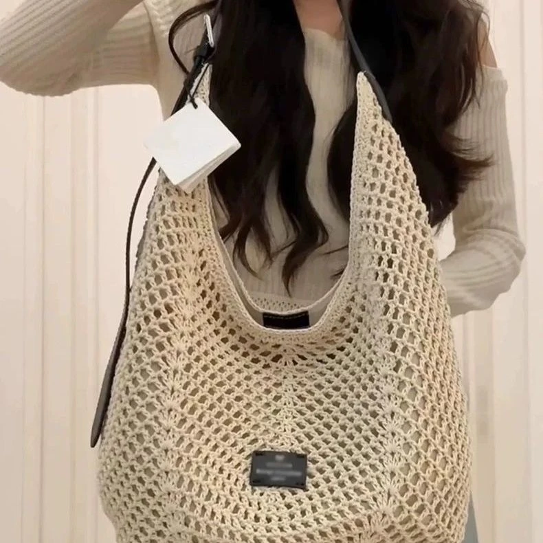 海边编织托特包包女25夏款大容量休闲折叠镂空单肩斜挎单肩包B784