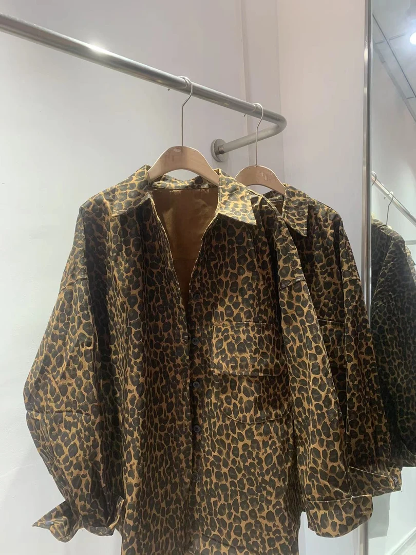 单单 复古【豹纹]】长袖宽松休闲春季新款上衣