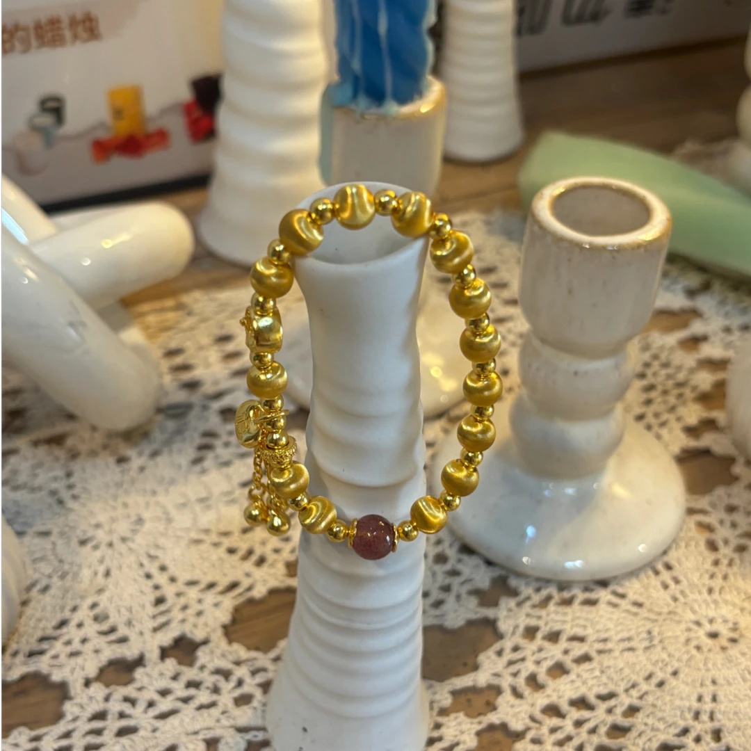 足银手链 水晶猫眼手串古法拉丝猫眼福袋手串卡6珠珠时尚百搭