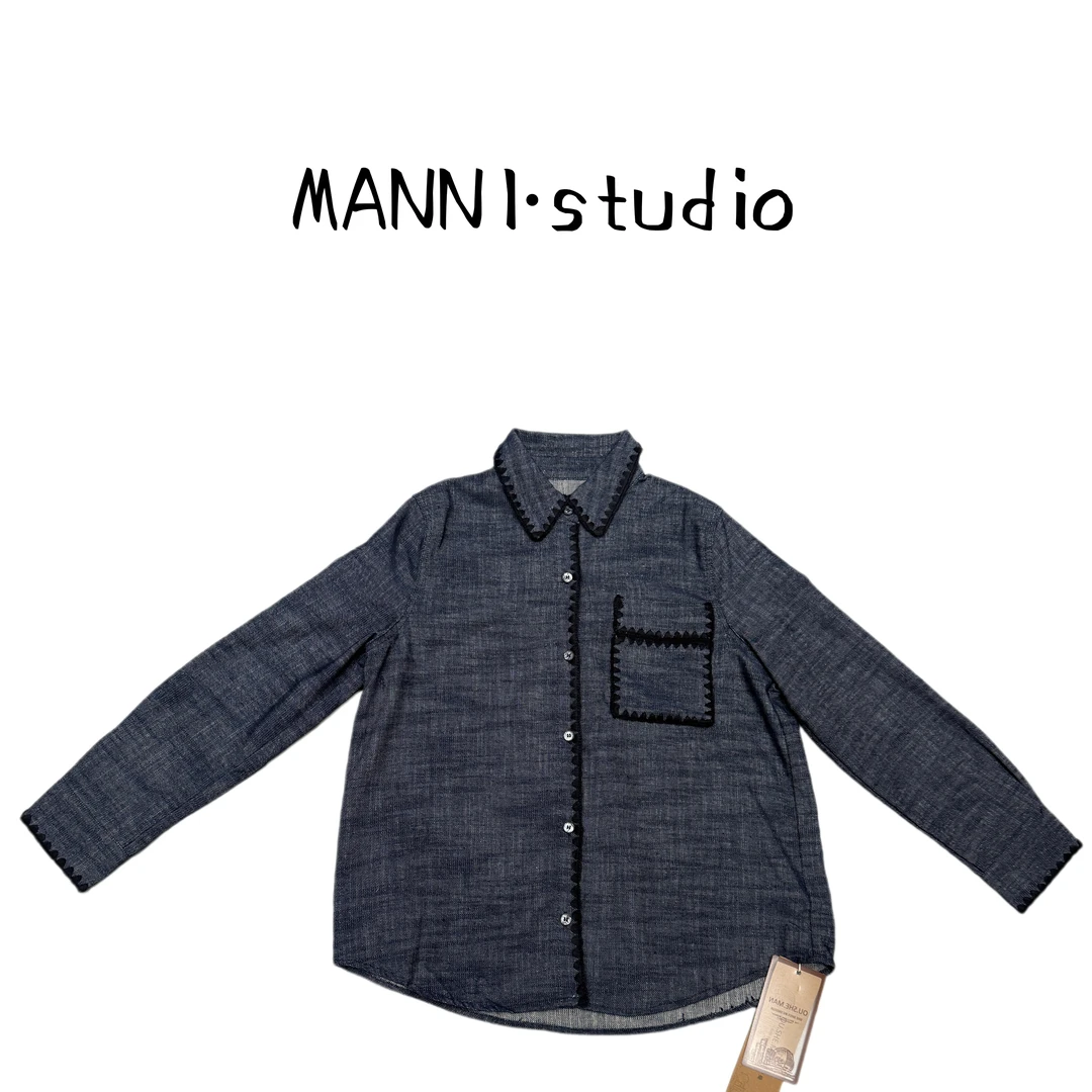 MANNI  时尚减龄复古牛仔衬衫外套2817
