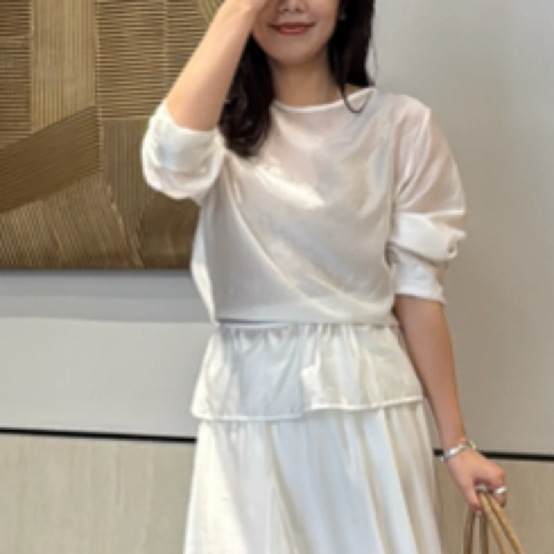 【梨花服饰】花边微透超薄小衫