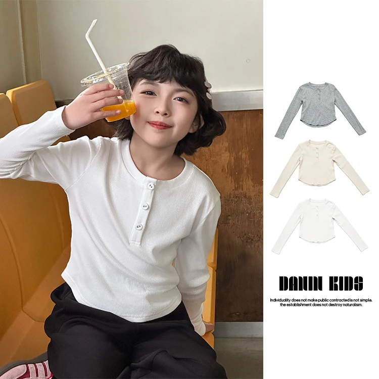 【嗒囜】女童25春季新款百搭纯色针织打底衫儿童时尚简约长袖针织衫