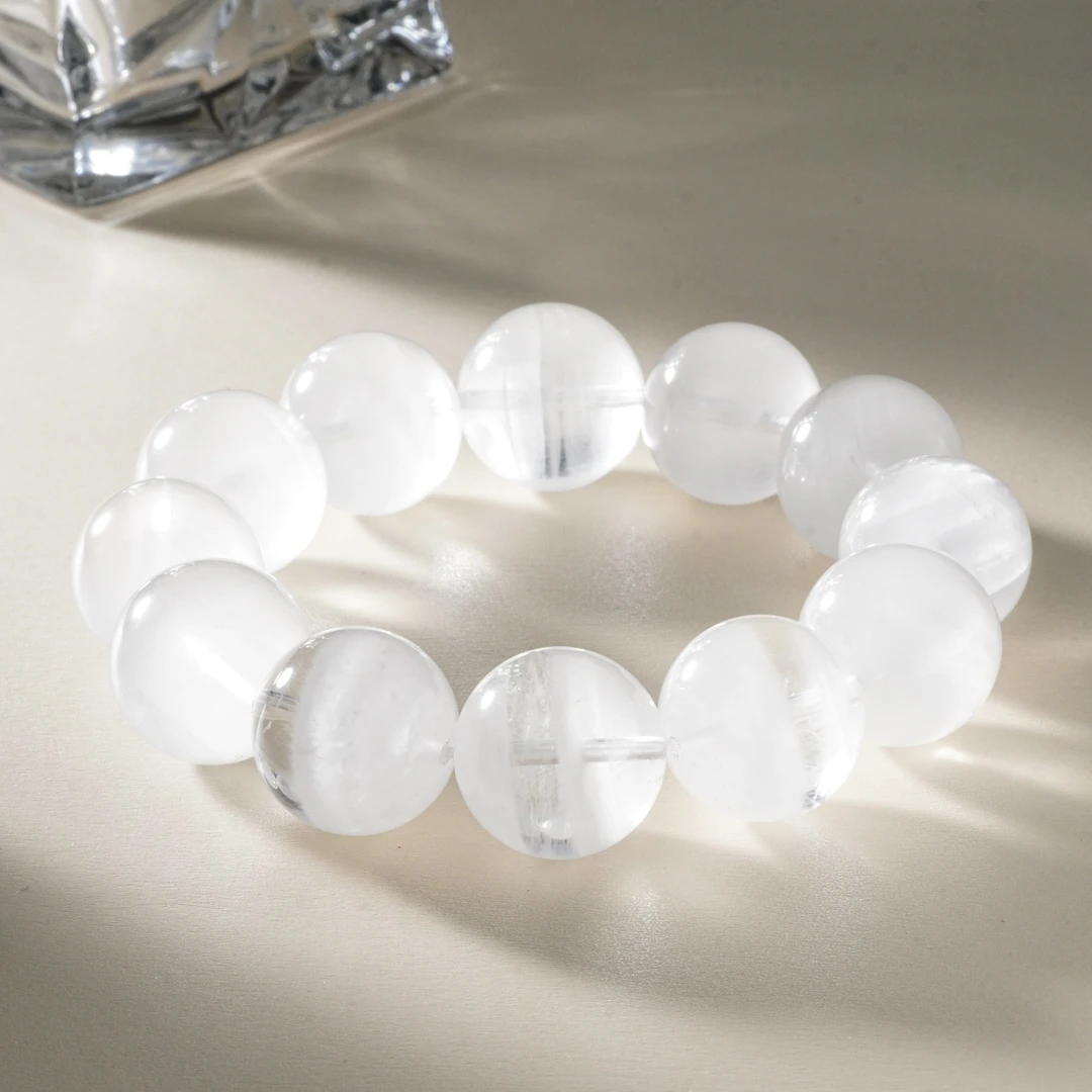 天然千层白幽灵水晶手串