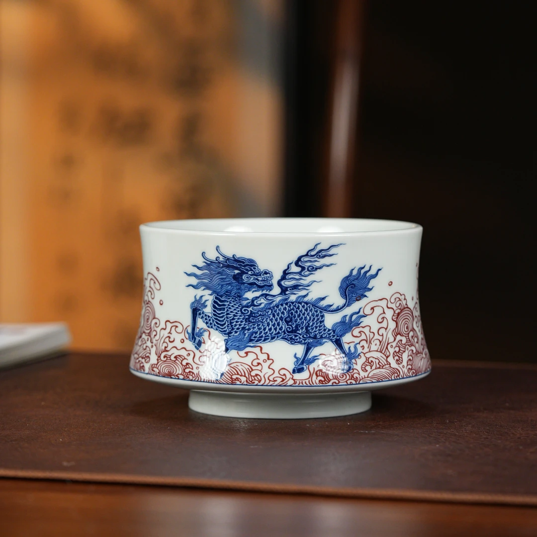 【利贞｜麒麟踏浪水洗】手工制高白釉陶瓷建水约1300ml福利系列DC