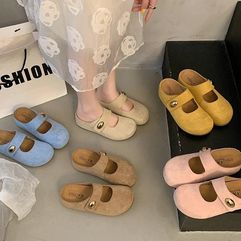 勃肯拖鞋女懒人一脚蹬2025春夏新款魔术休闲鞋外穿包头半拖鞋女